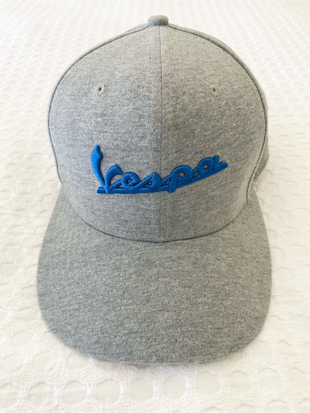 Vespa Grey Snapback Hat with Blue Script Logo